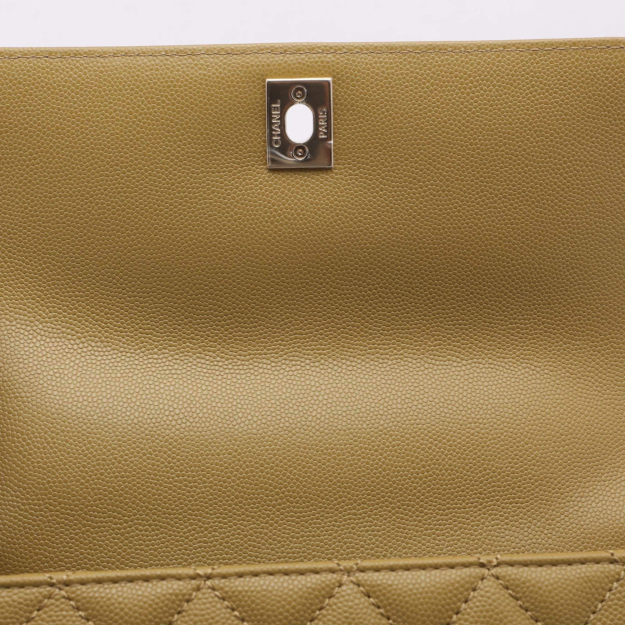 Chanel Olive Green Quilted Caviar Leather Mini Coco Top Handle Bag 2