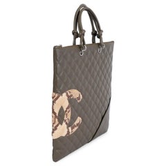 CHANEL olive green quilted leather 2005 CAMBON Tote Bag