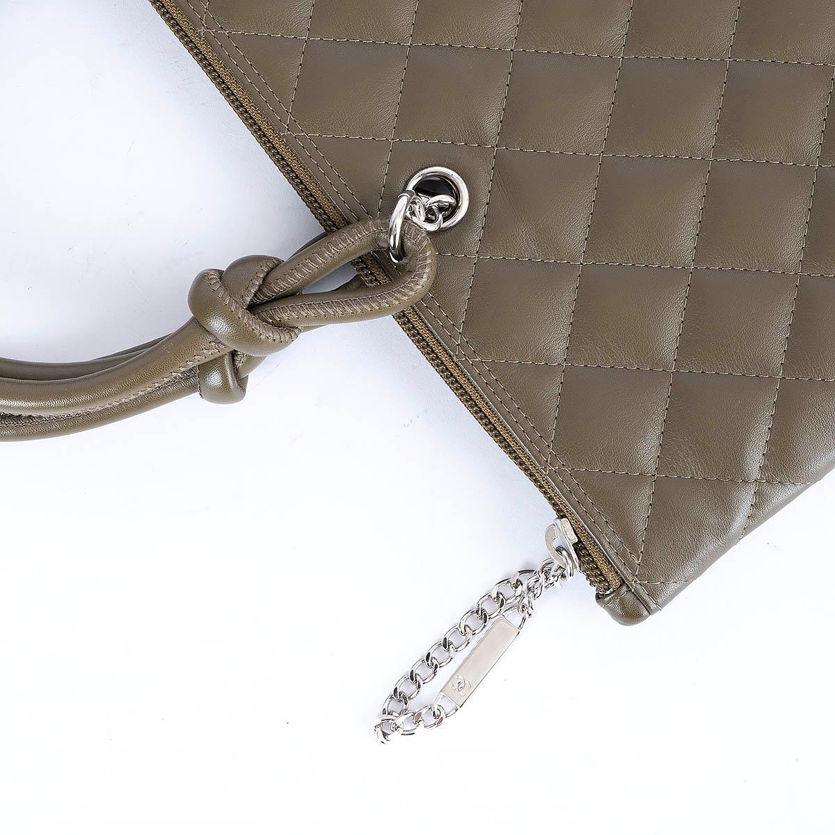 CHANEL olive green quilted leather 2005 CAMBON Tote Bag For Sale 3