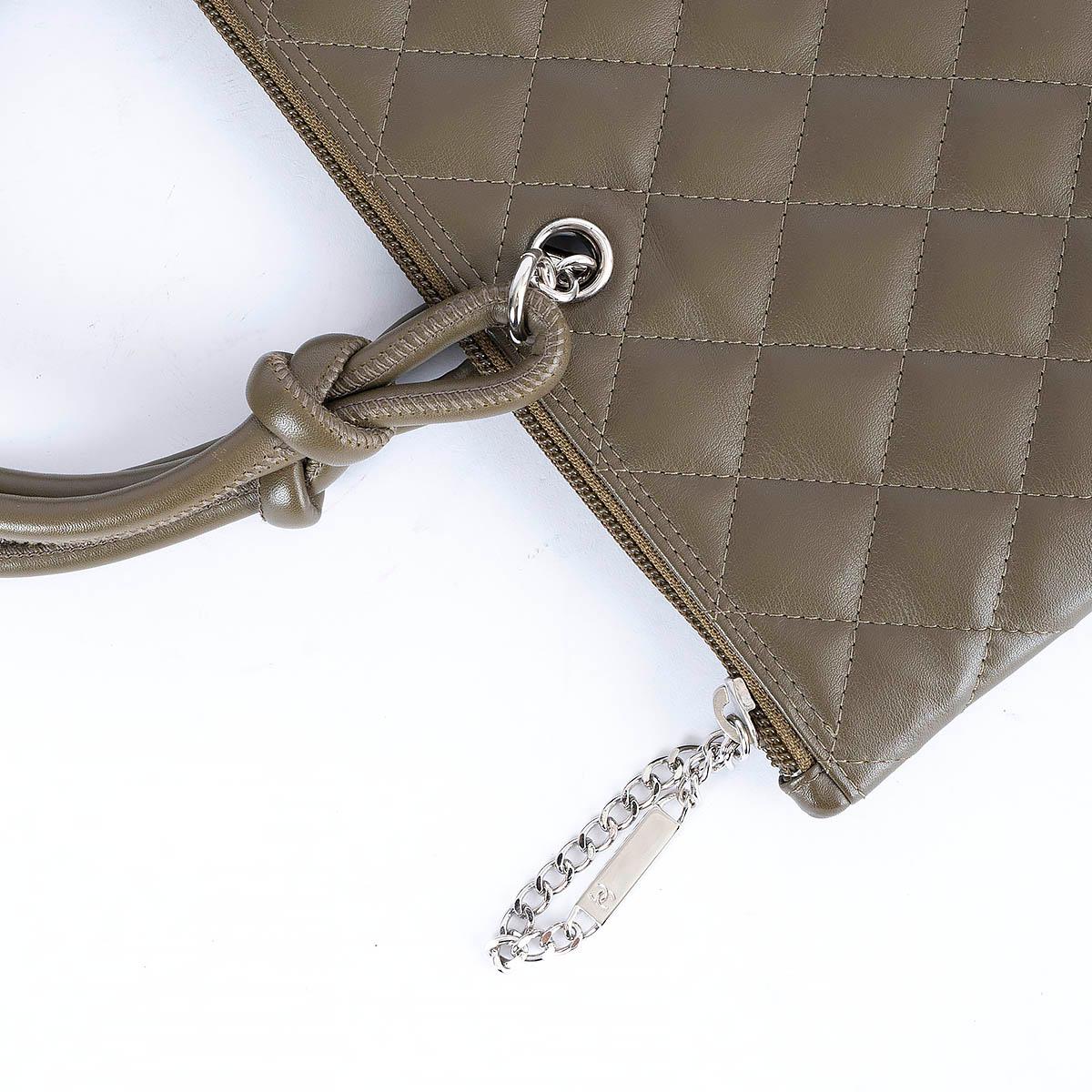 CHANEL olive green quilted leather 2005 CAMBON Tote Bag 2