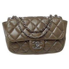 Chanel Olive Green Quilted Leather Small Classic Single Flap Bag
