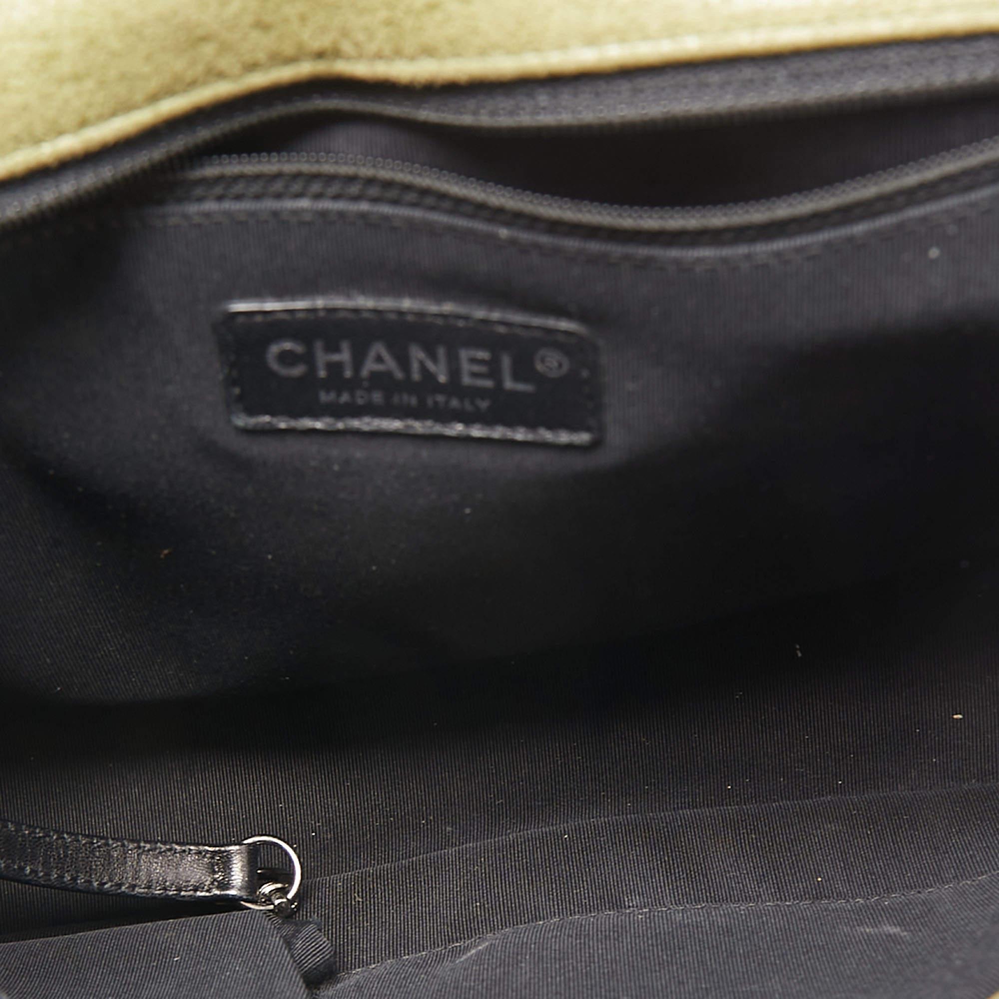 Chanel Olive Green Quilted Suede Large Boy Bag 1