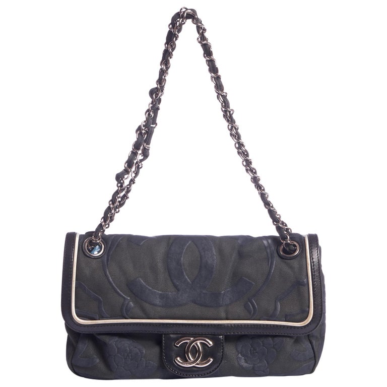Chanel Olive Green and Silicon Logo Flap For Sale at 1stDibs