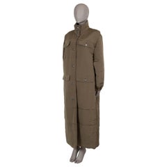 CHANEL olive green silk 21K PADDED PARKA Coat Jacket 42 L
