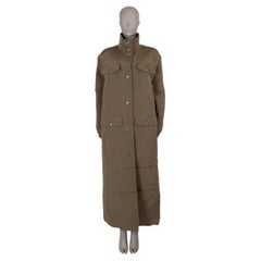 CHANEL olive green silk 21K PADDED PARKA Coat Jacket 42 L