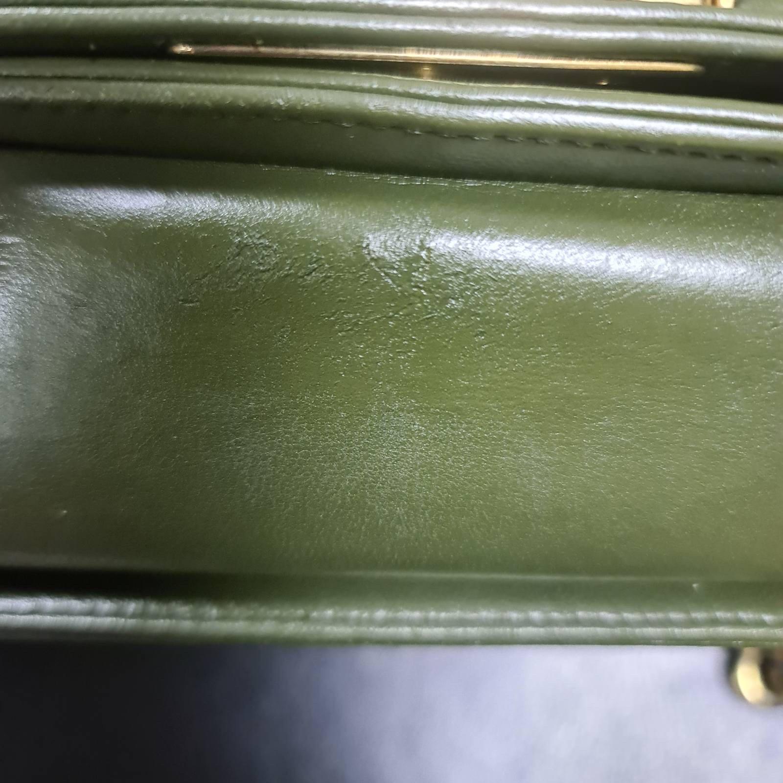 Women's CHANEL  Olive Green Tweed Chain Chevron Boy Bag