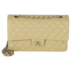 Chanel Olive Quilted Caviar Medium Classic Double Flap Handbag