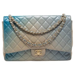 Chanel Ombre Blue Quilted Leather Maxi Classic Single Flap Shoulder Bag