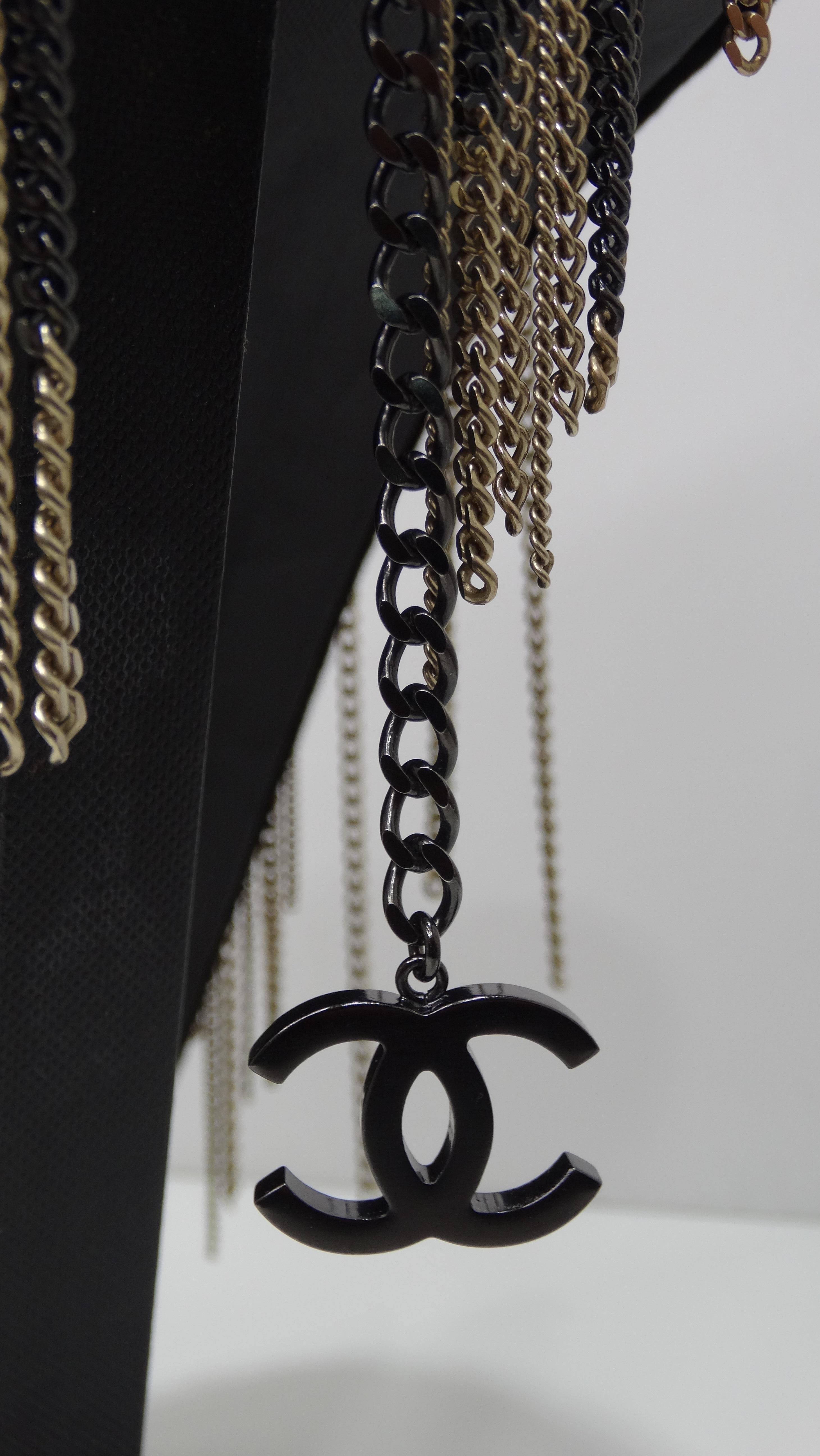 Women's CHANEL Ombrè Chain Fringe Collar Necklace For Sale