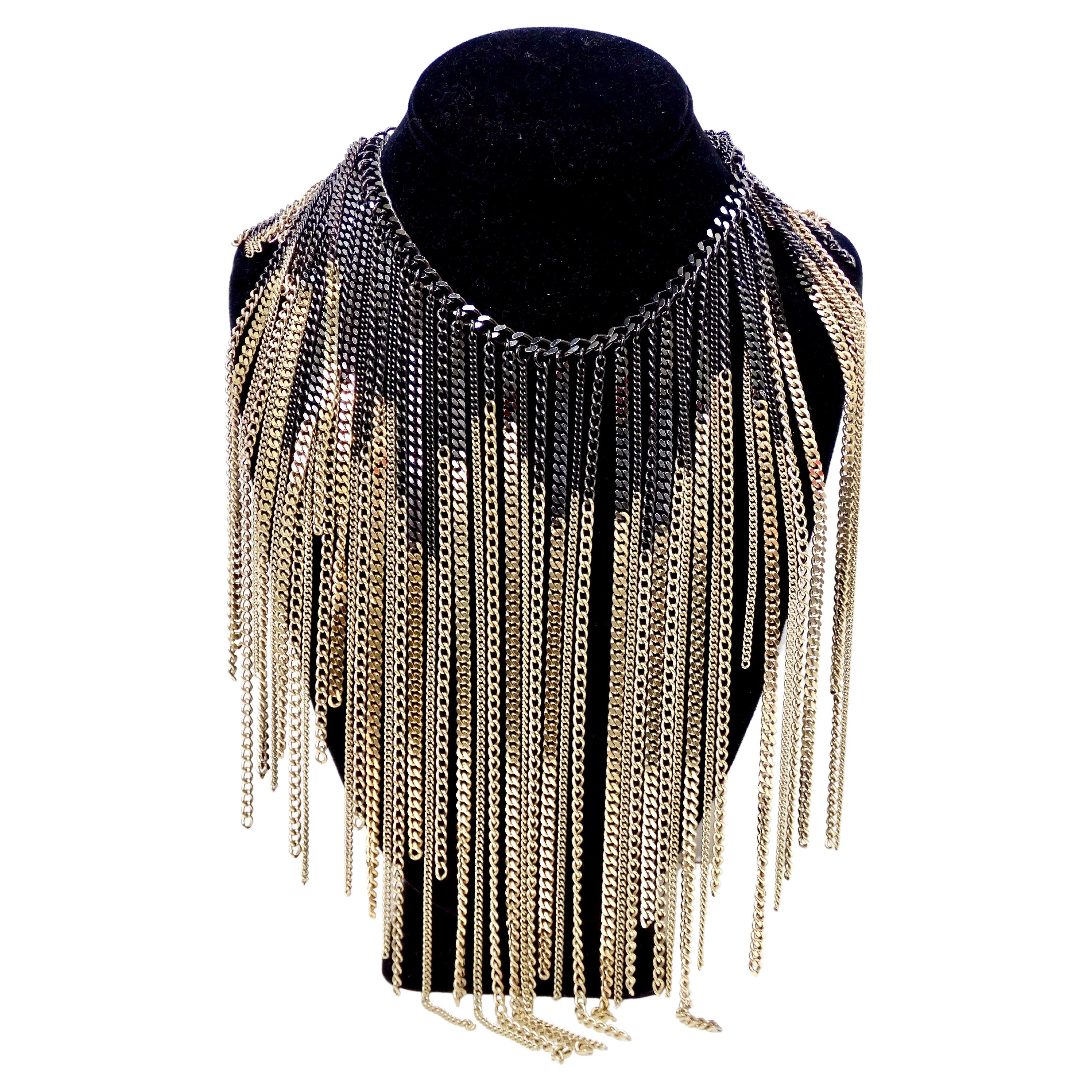 CHANEL Ombrè Chain Fringe Collar Necklace For Sale