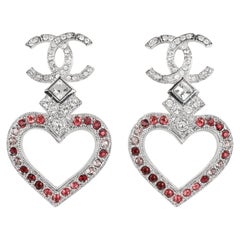 Chanel Ombre Crystal Multi-Colour Drop Heart Earrings