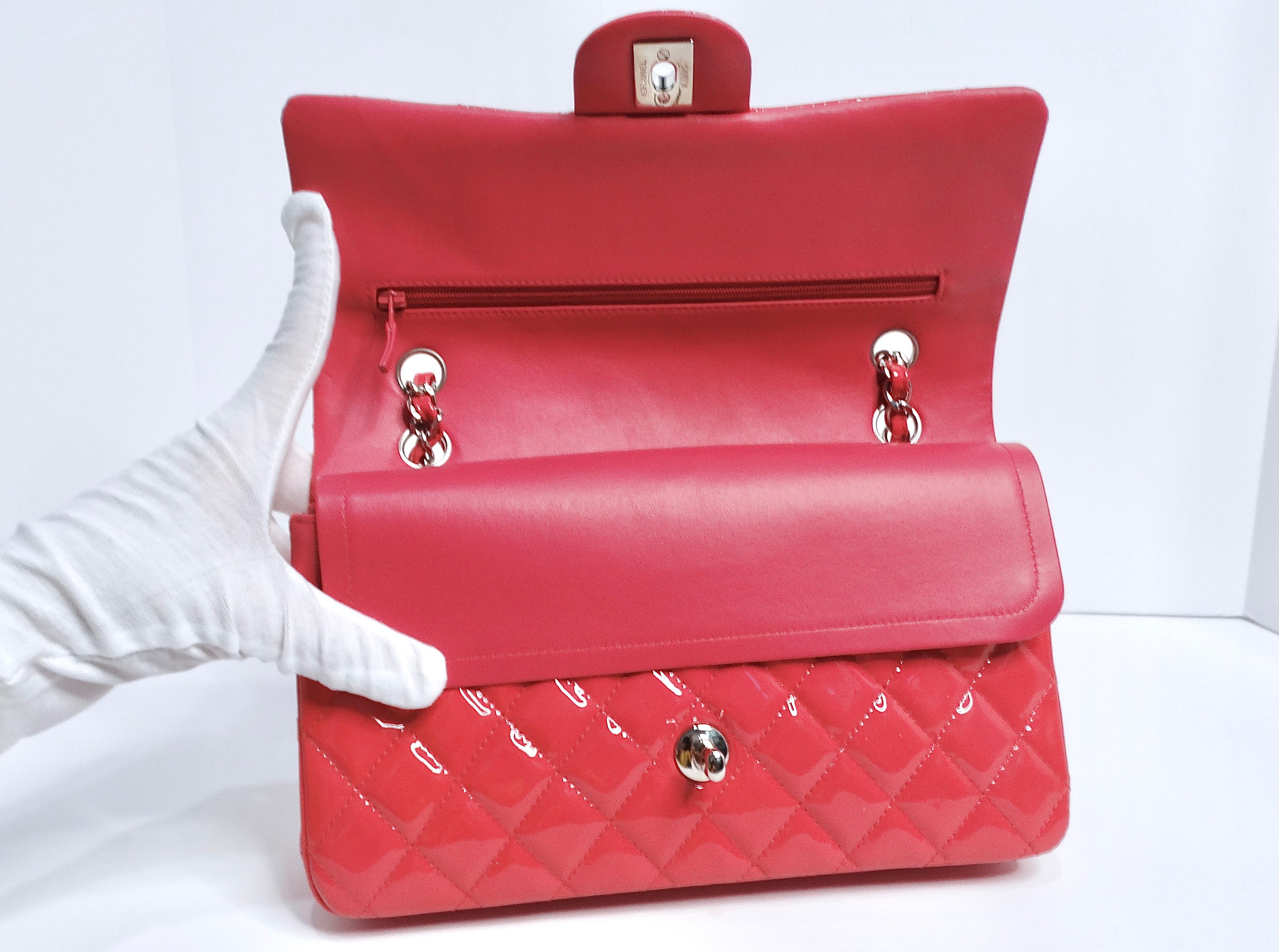 Chanel Ombre Pink Patent Leather Medium Classic For Sale 6