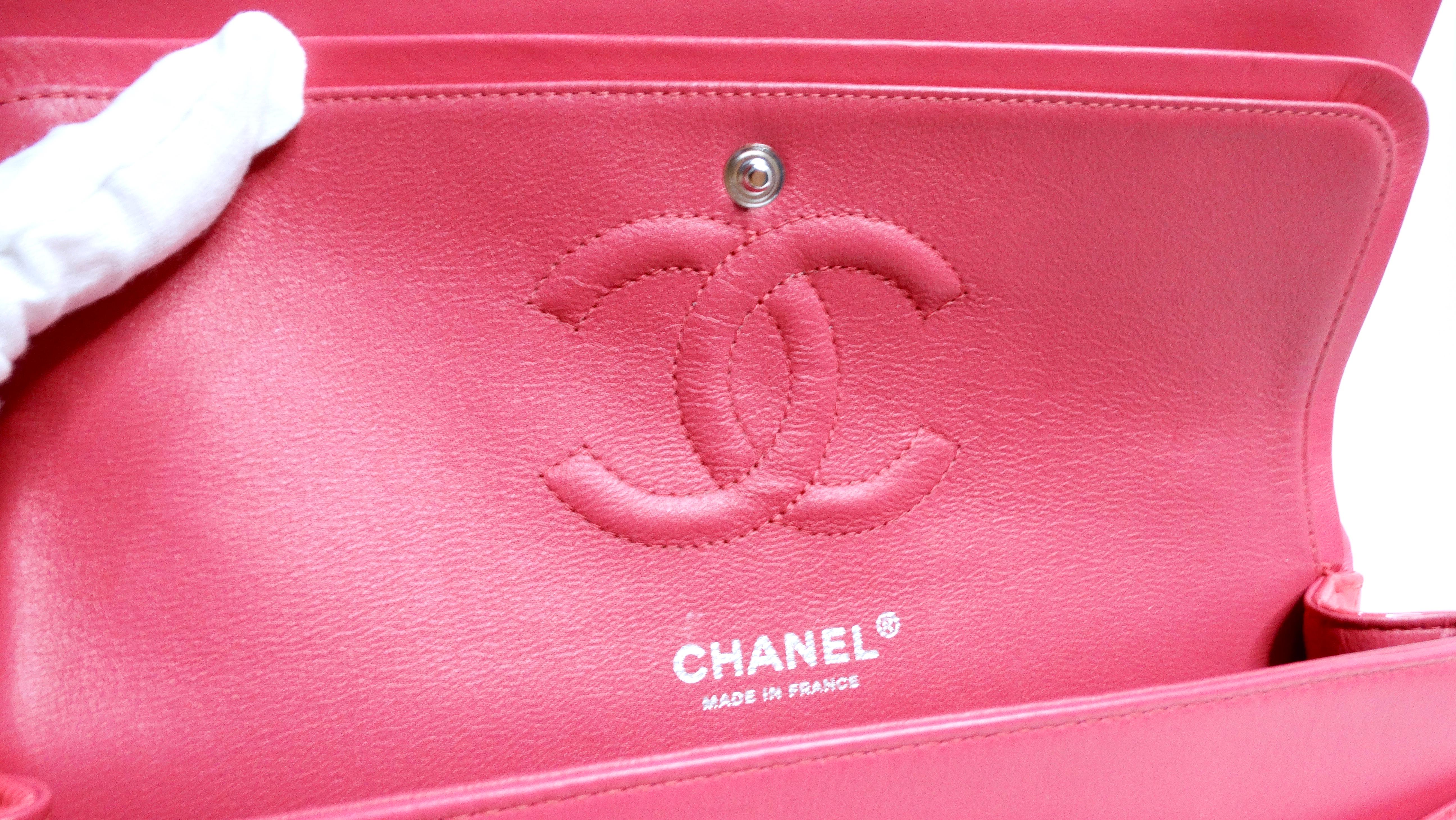 Chanel Ombre Pink Patent Leather Medium Classic For Sale 9