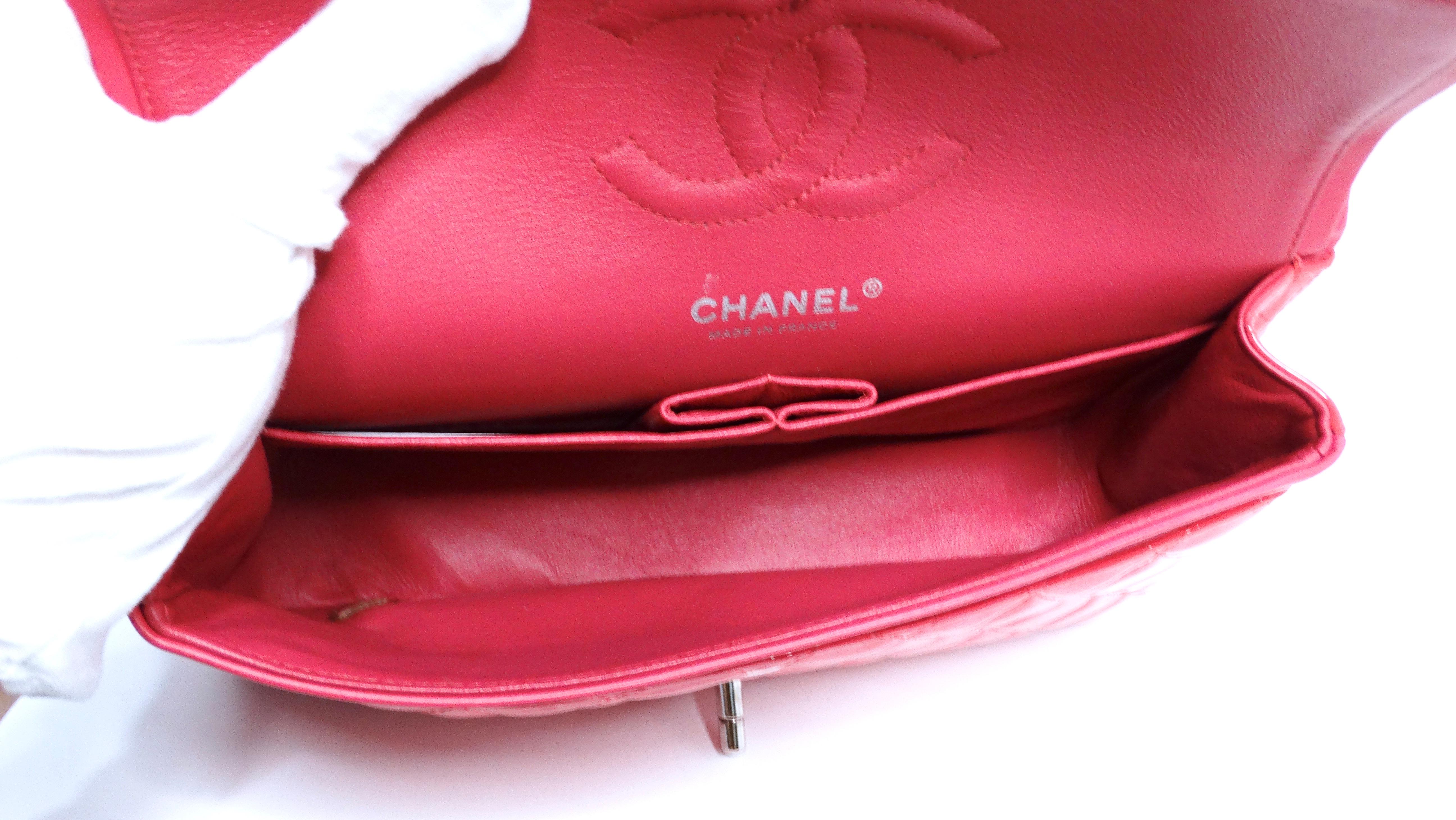 Chanel Ombre Pink Patent Leather Medium Classic For Sale 12