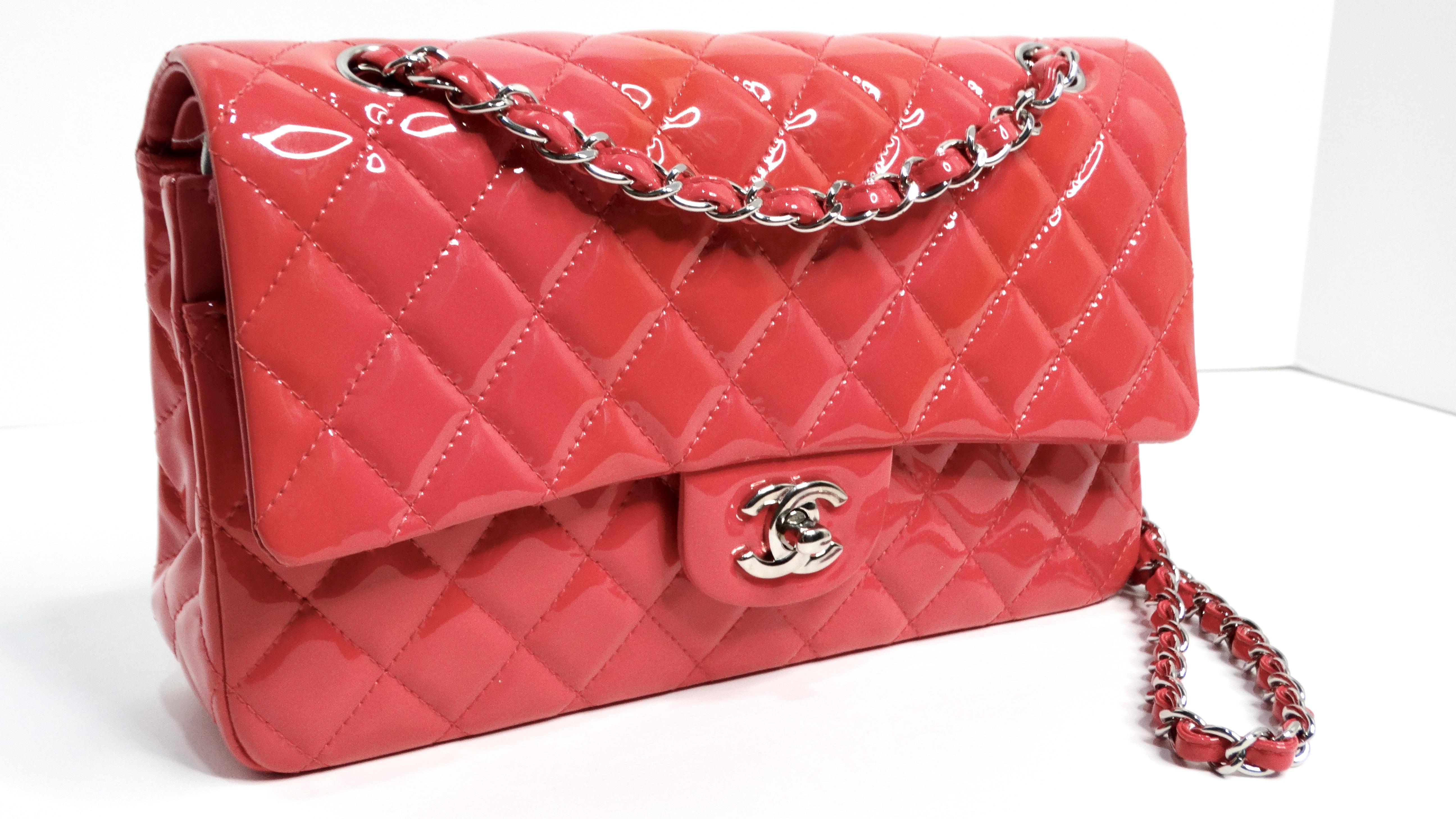 Chanel Ombre Pink Patent Leather Medium Classic For Sale 13