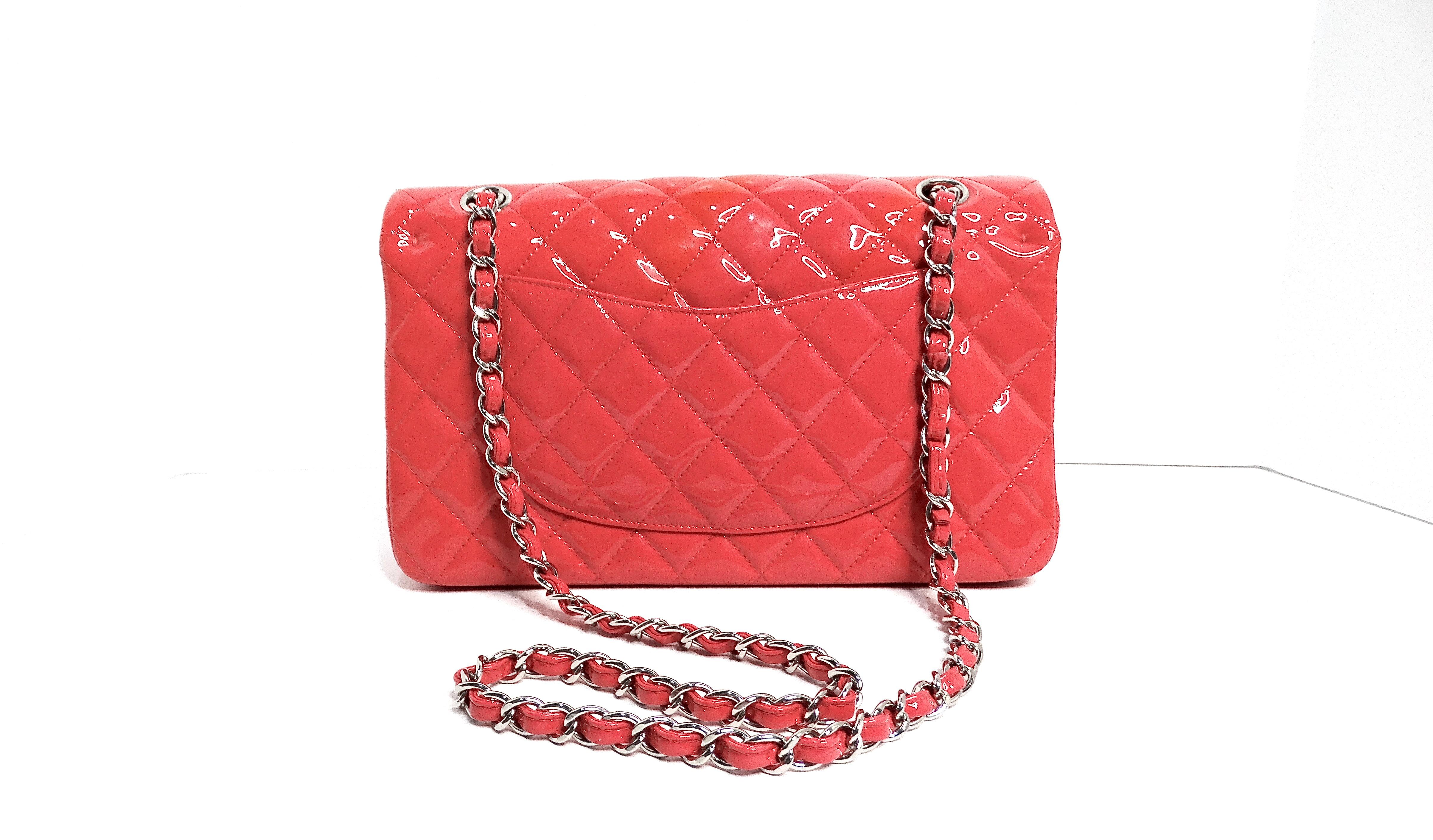 Women's Chanel Ombre Pink Patent Leather Medium Classic For Sale