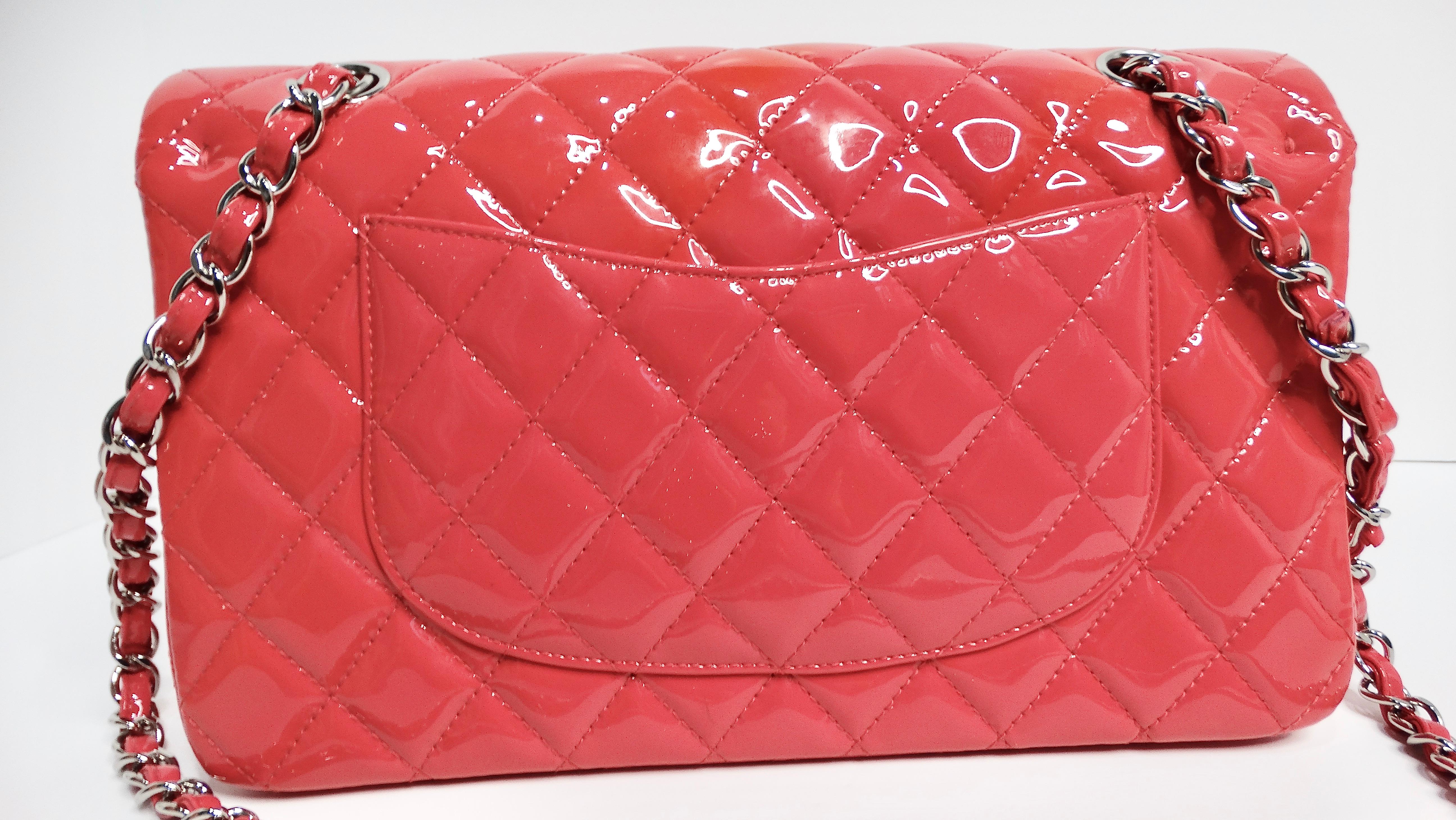 Chanel Ombre Pink Patent Leather Medium Classic For Sale 1