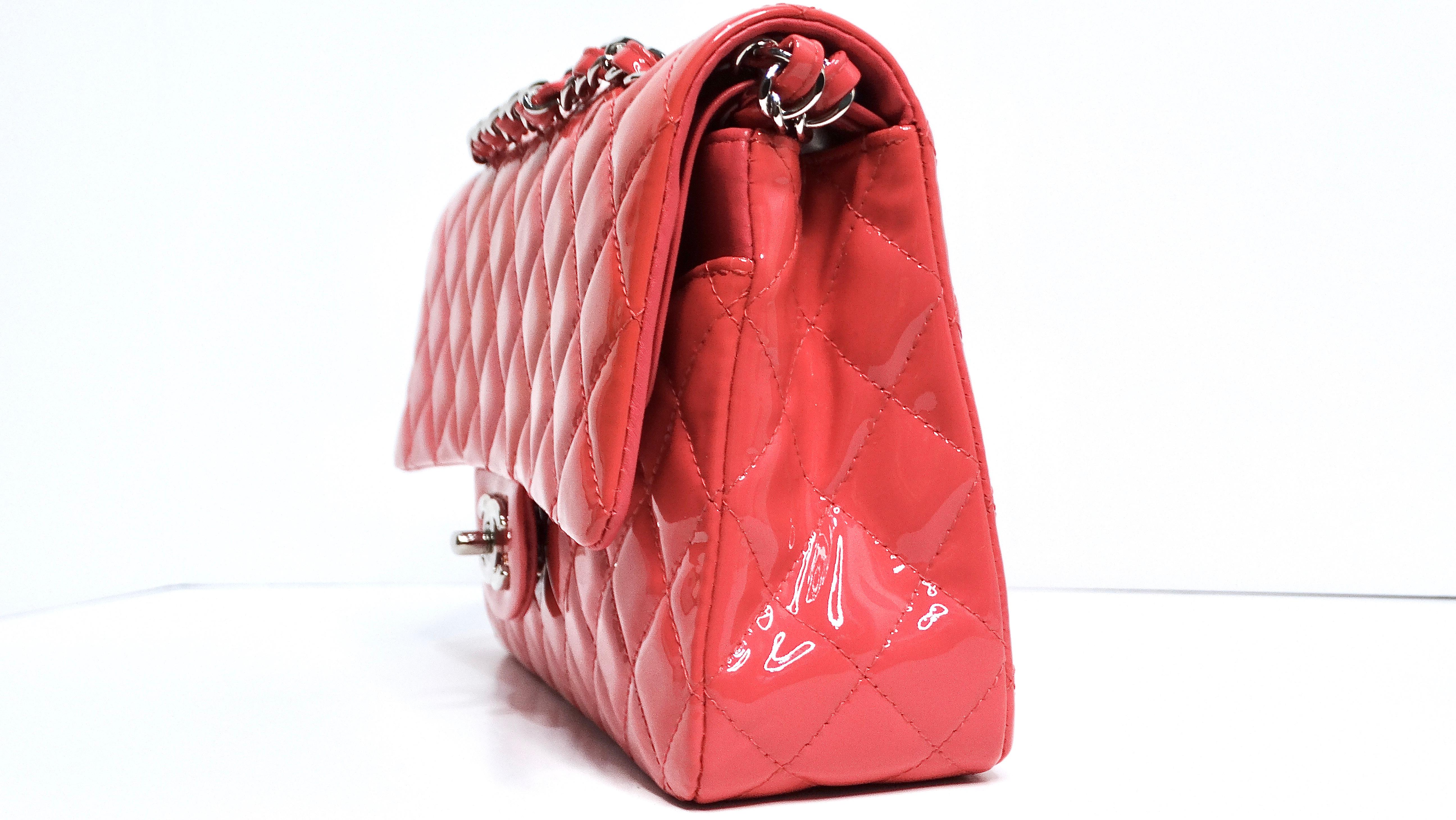 Chanel Ombre Pink Patent Leather Medium Classic For Sale 2