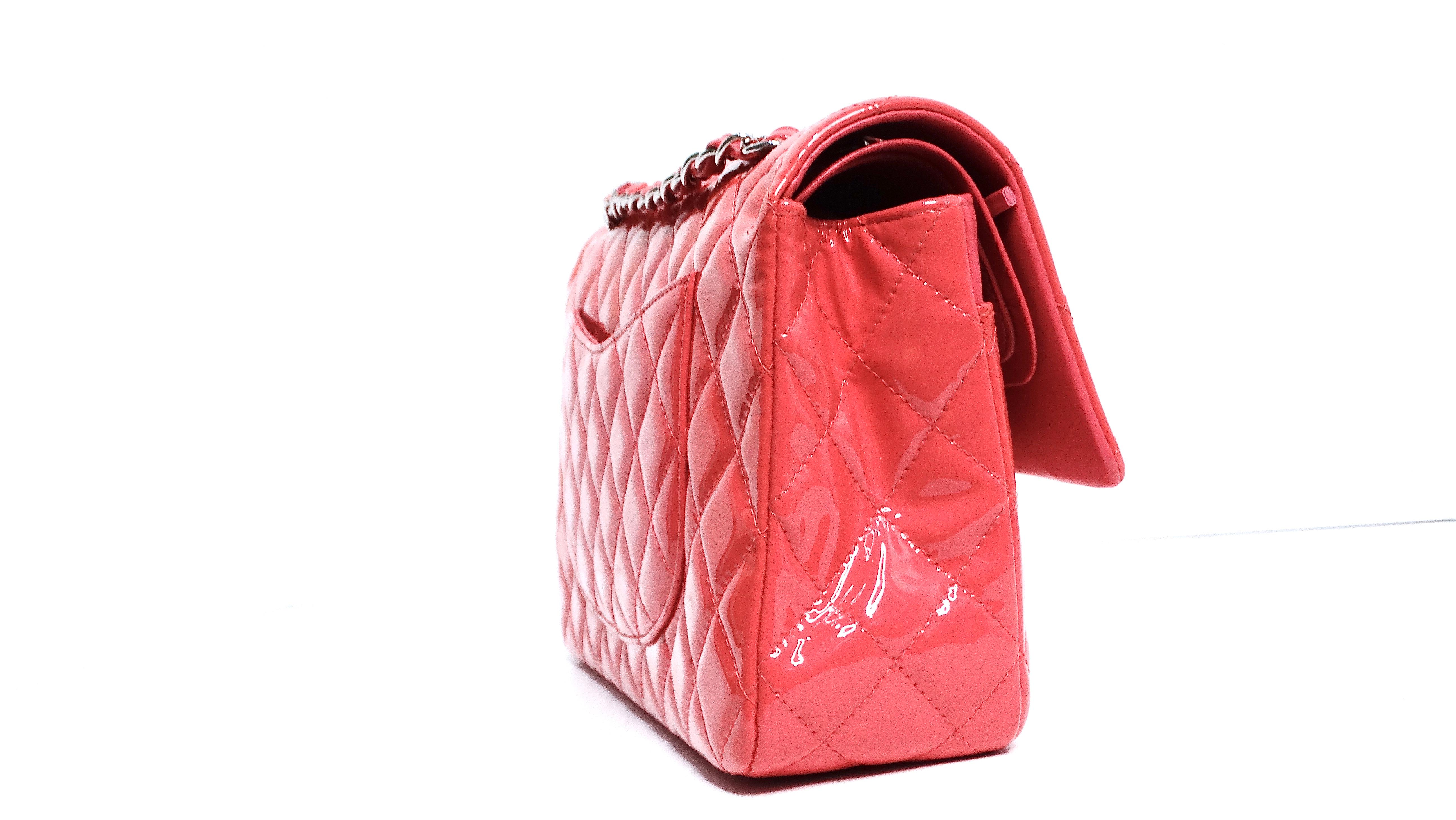 Chanel Ombre Pink Patent Leather Medium Classic For Sale 3