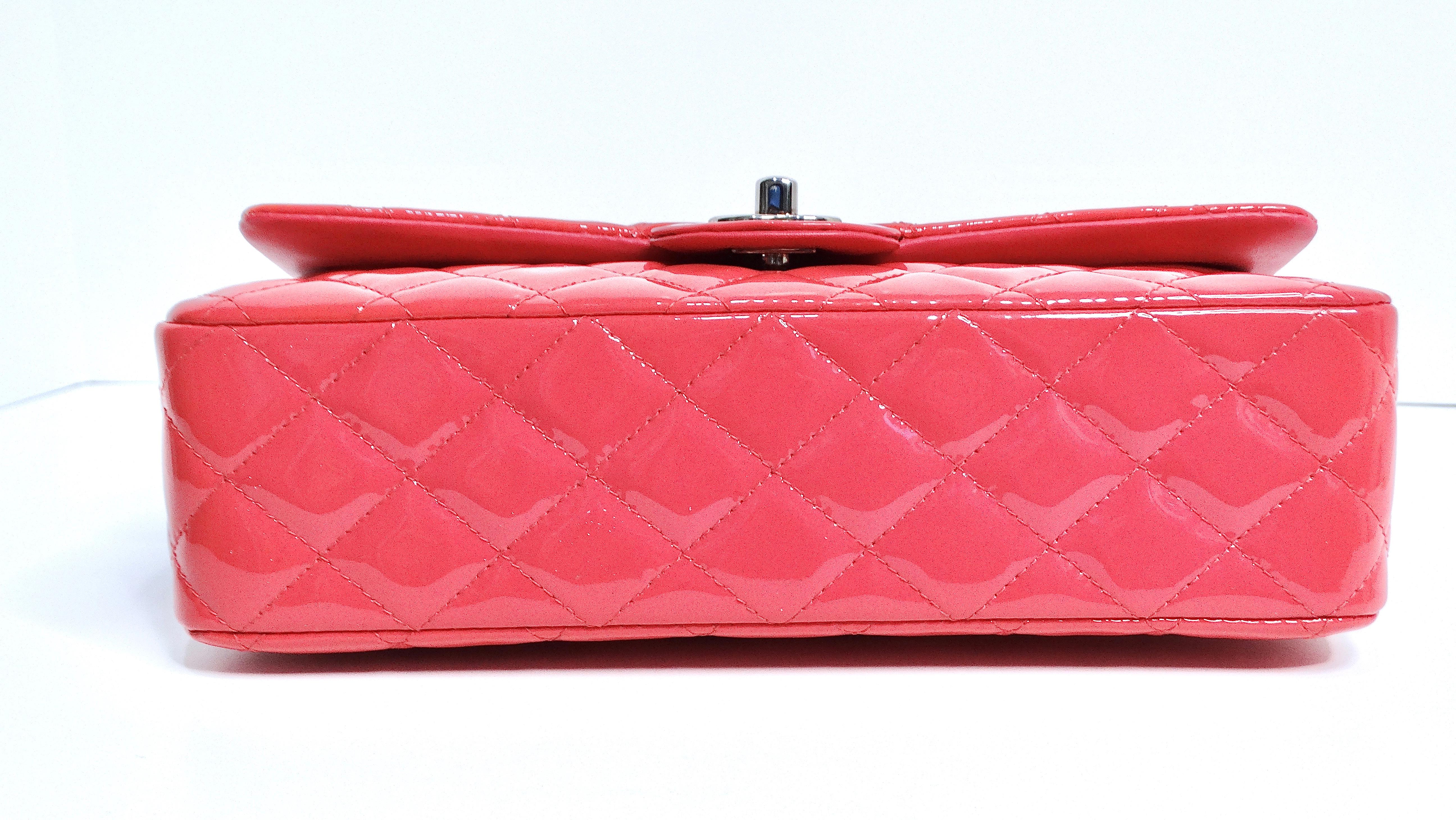 Chanel Ombre Pink Patent Leather Medium Classic For Sale 4