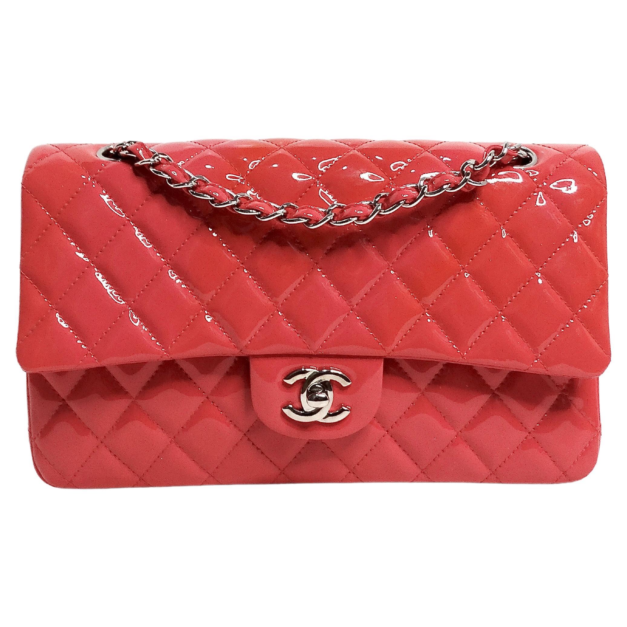Chanel Ombre Pink Patent Leather Medium Classic For Sale at 1stDibs