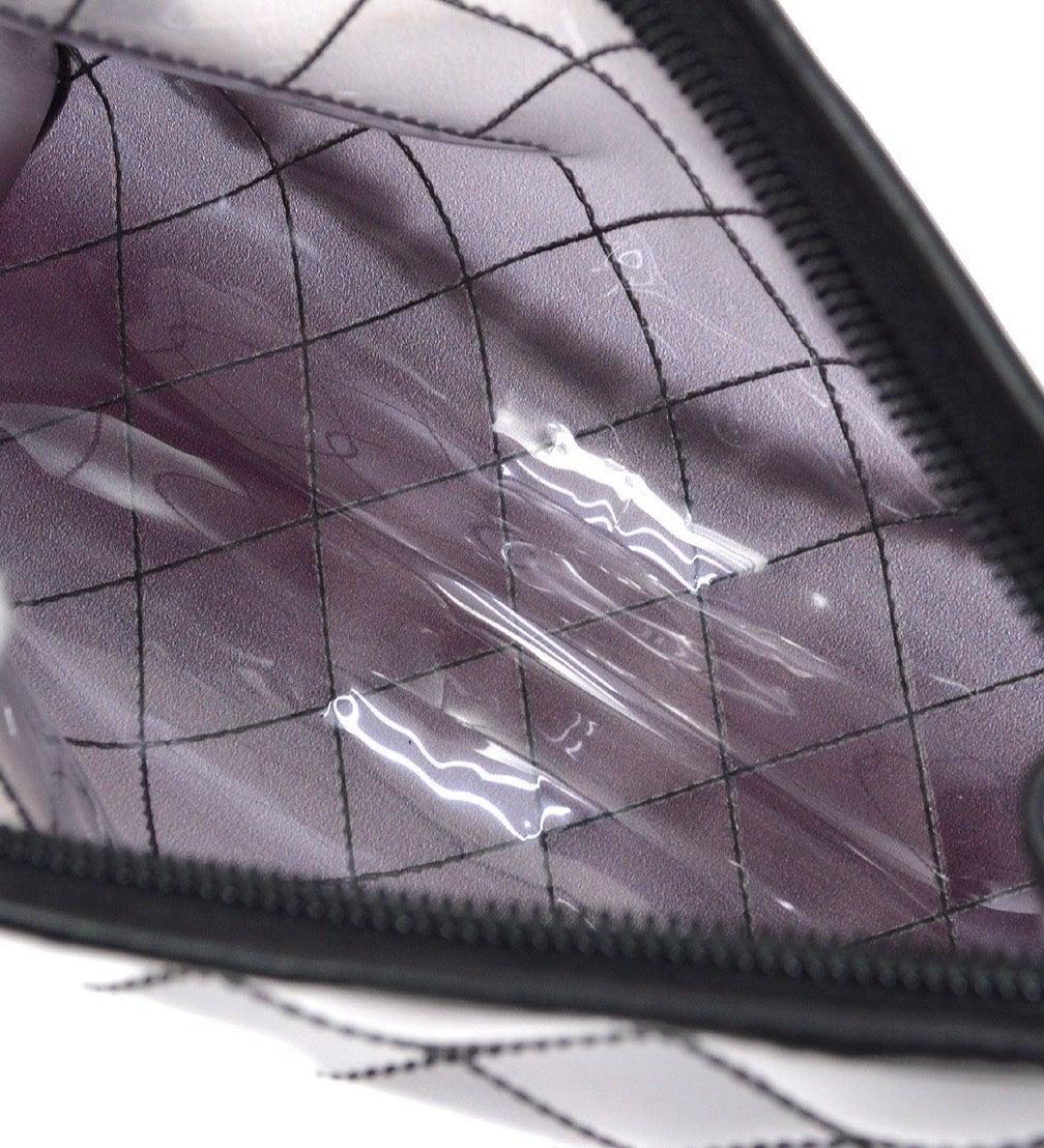 CHANEL Ombre Purple Black Clear PVC Vinyl Clear Silver Shoulder Pochette Bag 3