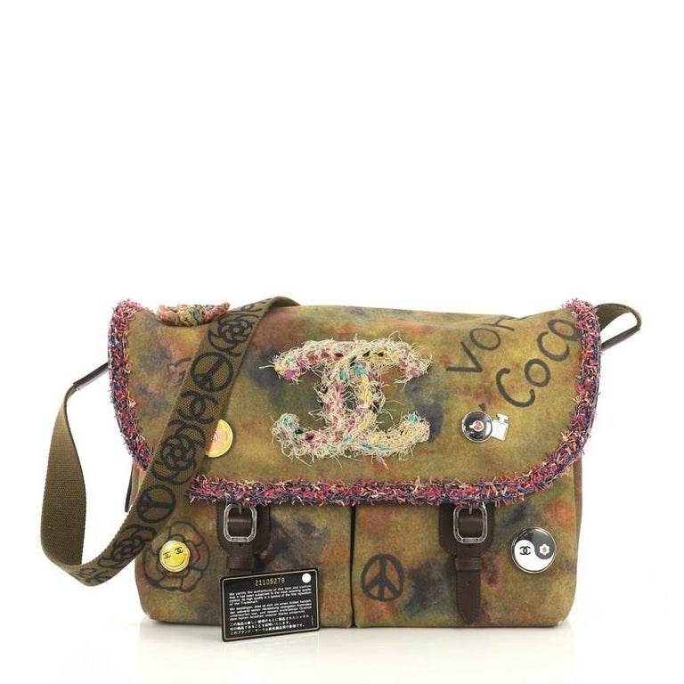 Chanel On The Pavements Graffiti Messenger Bag Canvas Large at 1stDibs