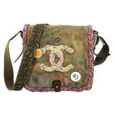 Chanel On The Pavements Graffiti Messenger Bag Canvas klein