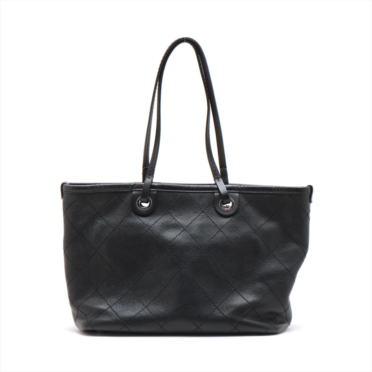 Chanel On The Road Caviar Skin Tote Bag Black In Good Condition In Indianapolis, IN