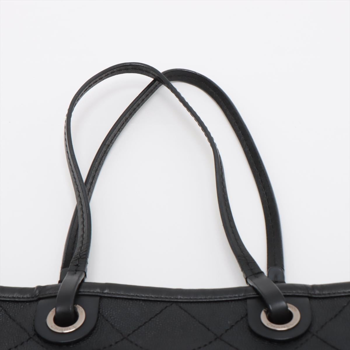 Chanel On The Road Caviar Skin Tote Bag Black 3