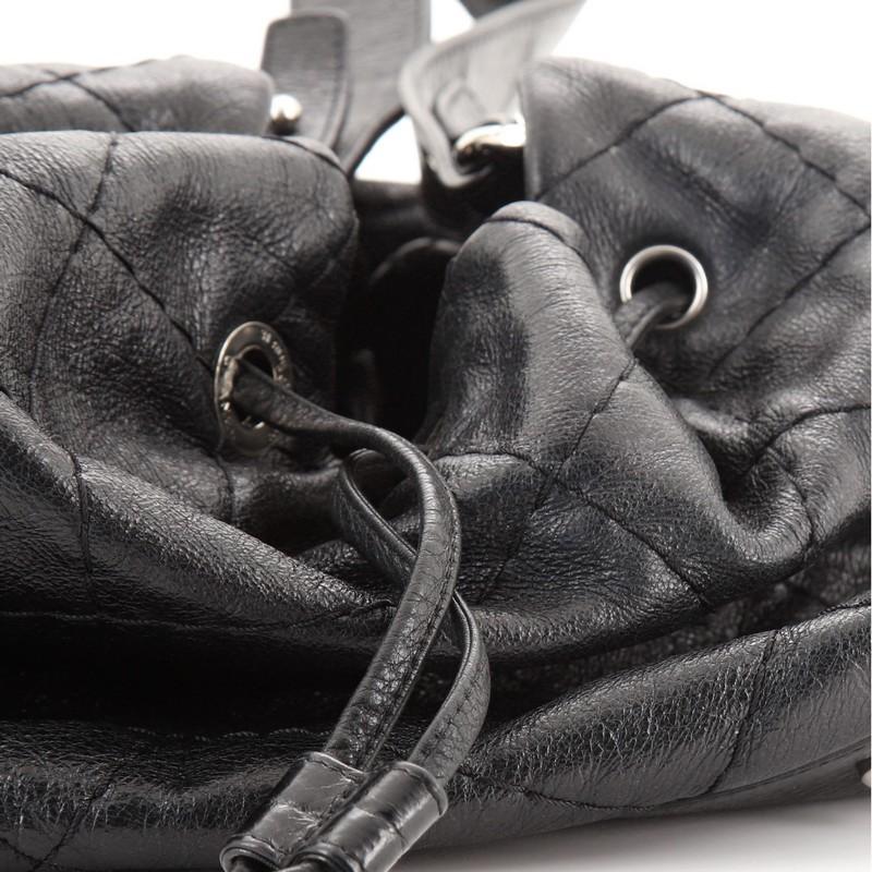 Chanel On the Road Drawstring Bucket Bag Quilted Glazed Leather 2