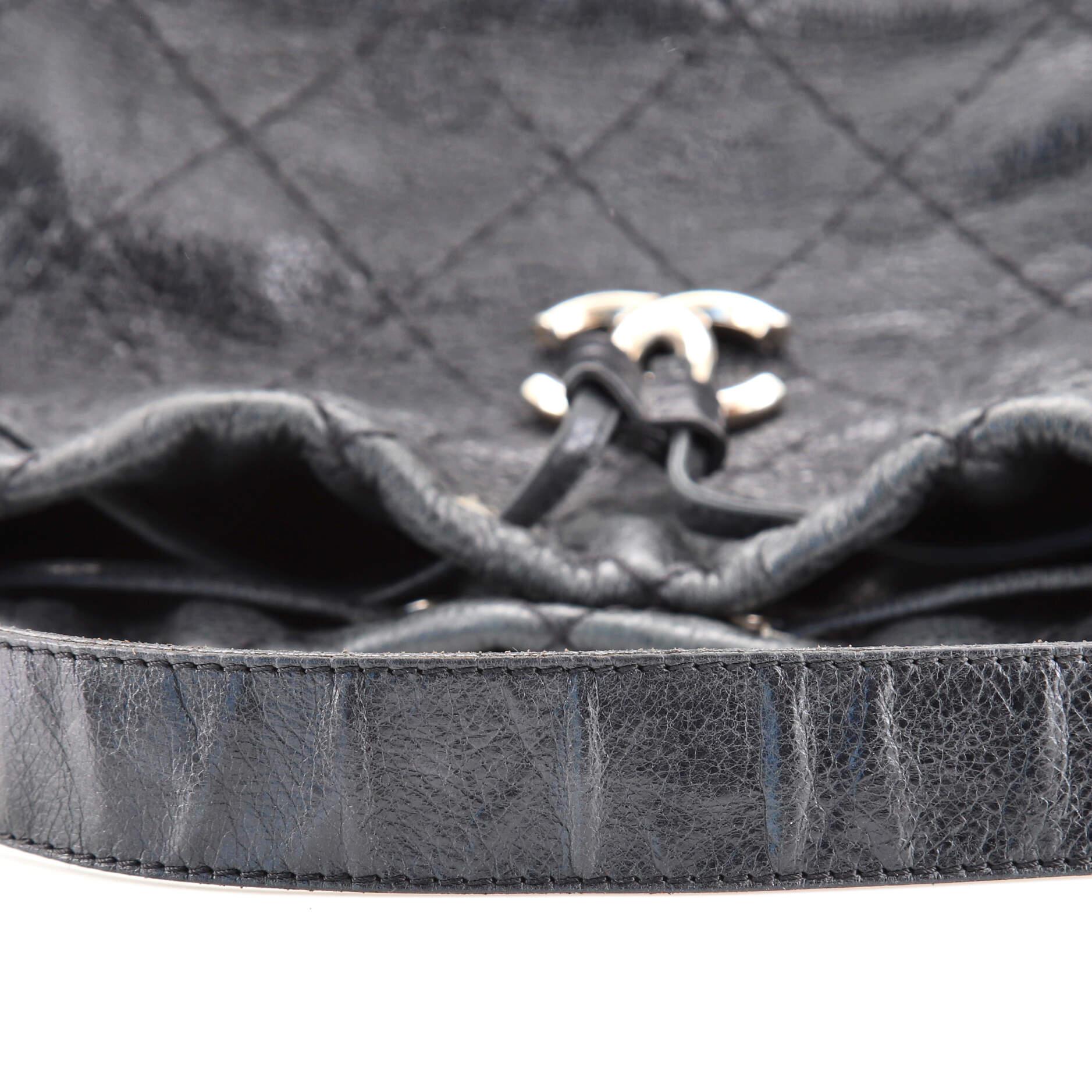 Chanel On the Road Drawstring Bucket Bag Quilted Glazed Leather 3