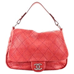 Chanel On the Road Flap Bag Quilted Leather Large
