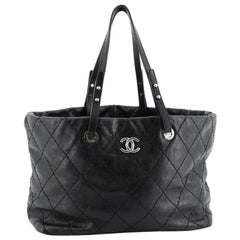 Chanel On The Road Shopping Tote Quilted Leather Large