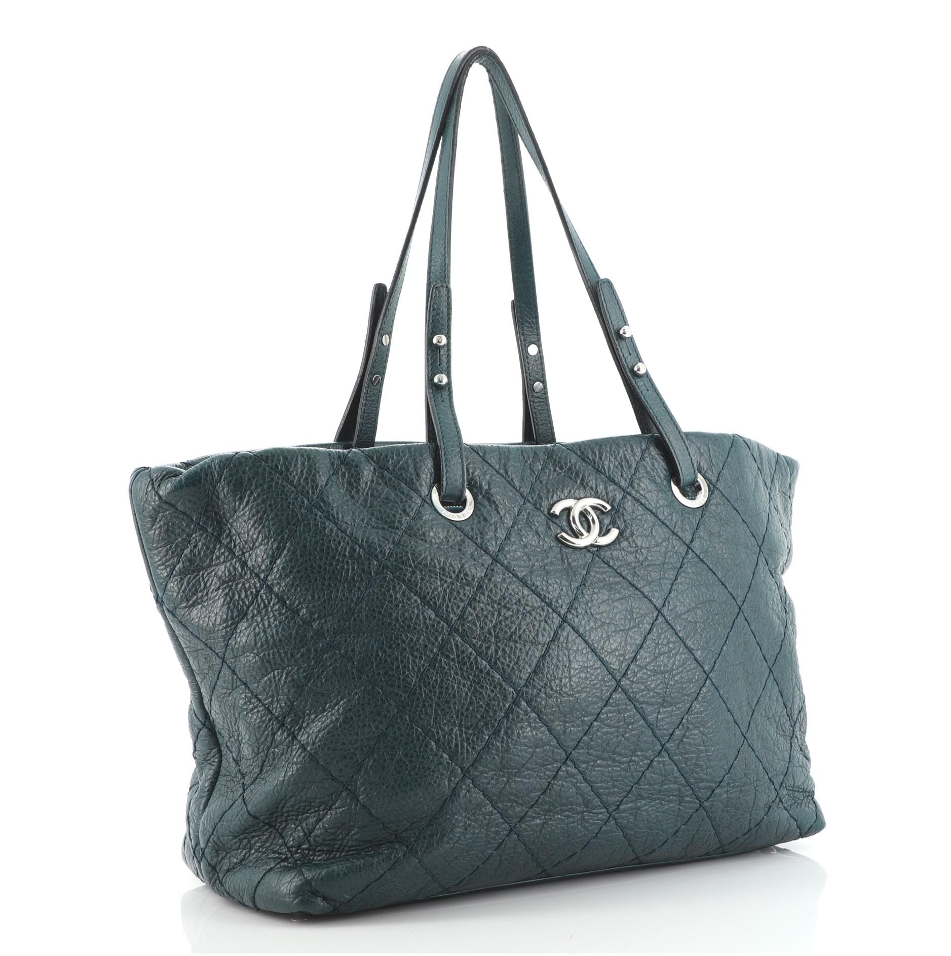 Chanel On The Road Shopping Tote Quilted Leather Medium