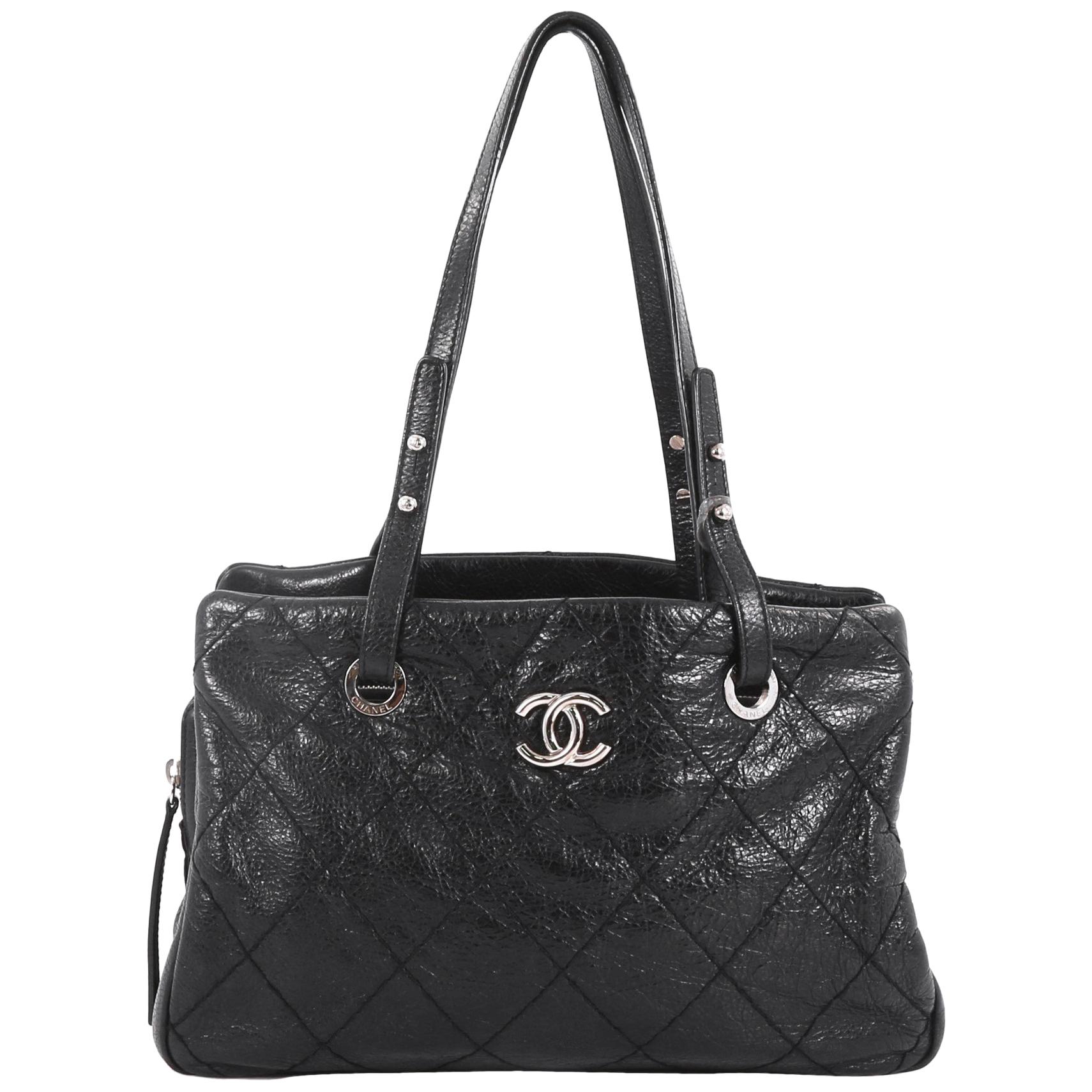 Chanel On The Road Shopping Tote Quilted Leather Medium