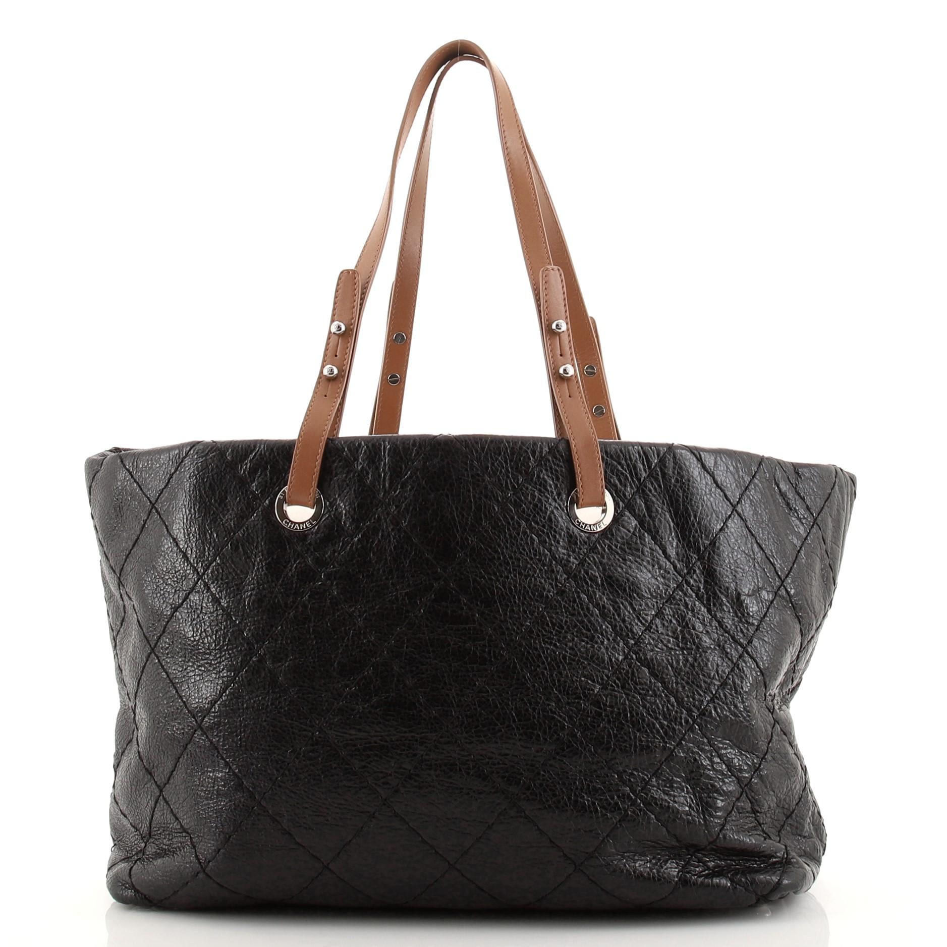 Chanel On The Road Tote Quilted Leather Small