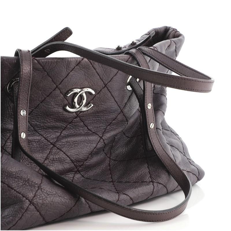Chanel On The Road Tote Quilted Leather Small 2
