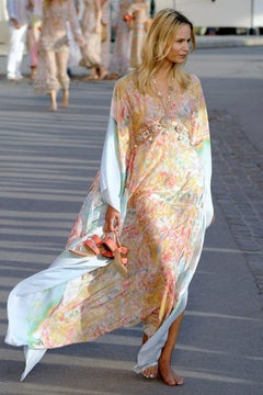 CHANEL One Size Multi-Color Cotton Silk Abstract Caftan Long Dress
