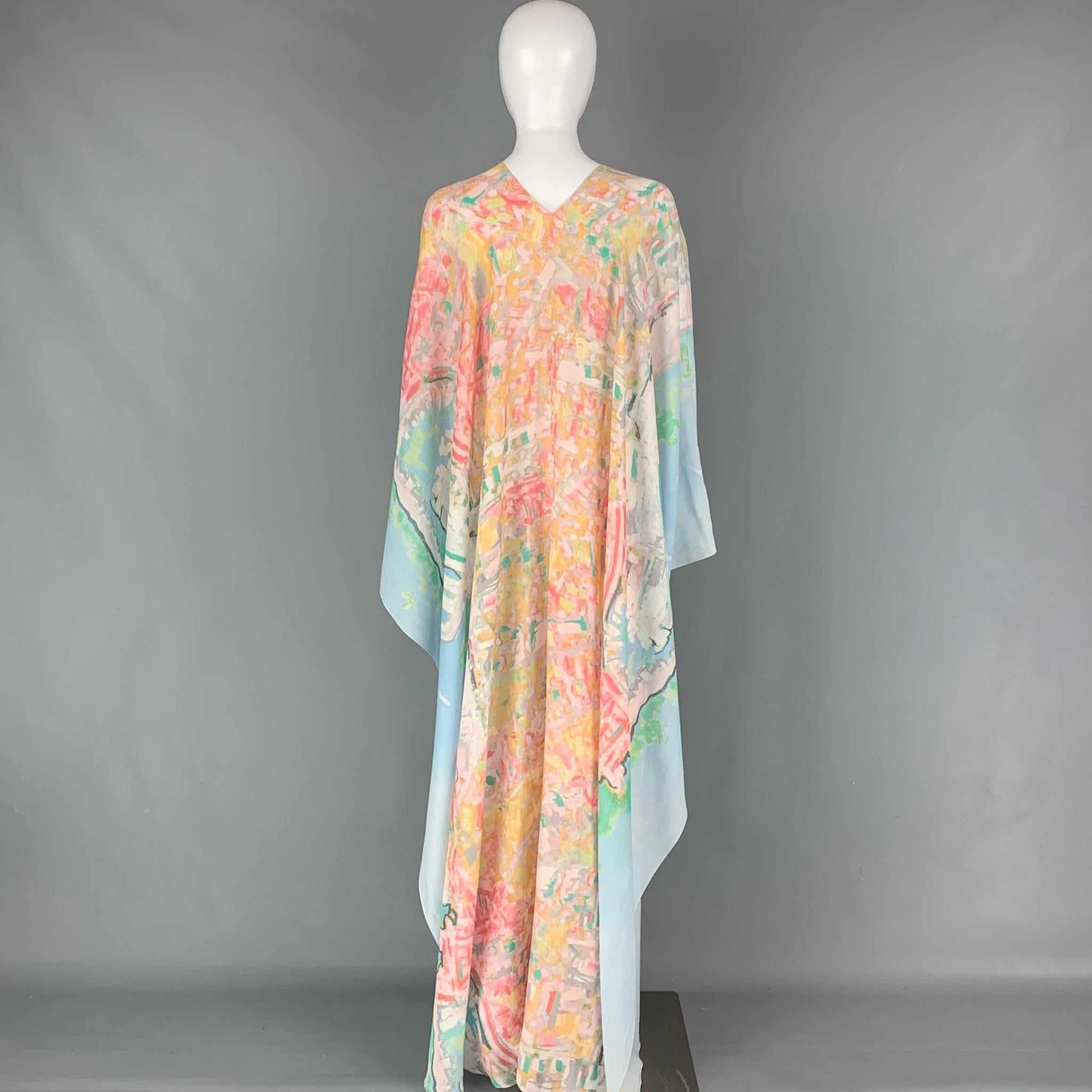 Women's CHANEL One Size Multi-Color Cotton Silk Abstract Caftan Long Dress