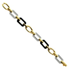 Used Chanel Onyx Diamond Gold Bracelet