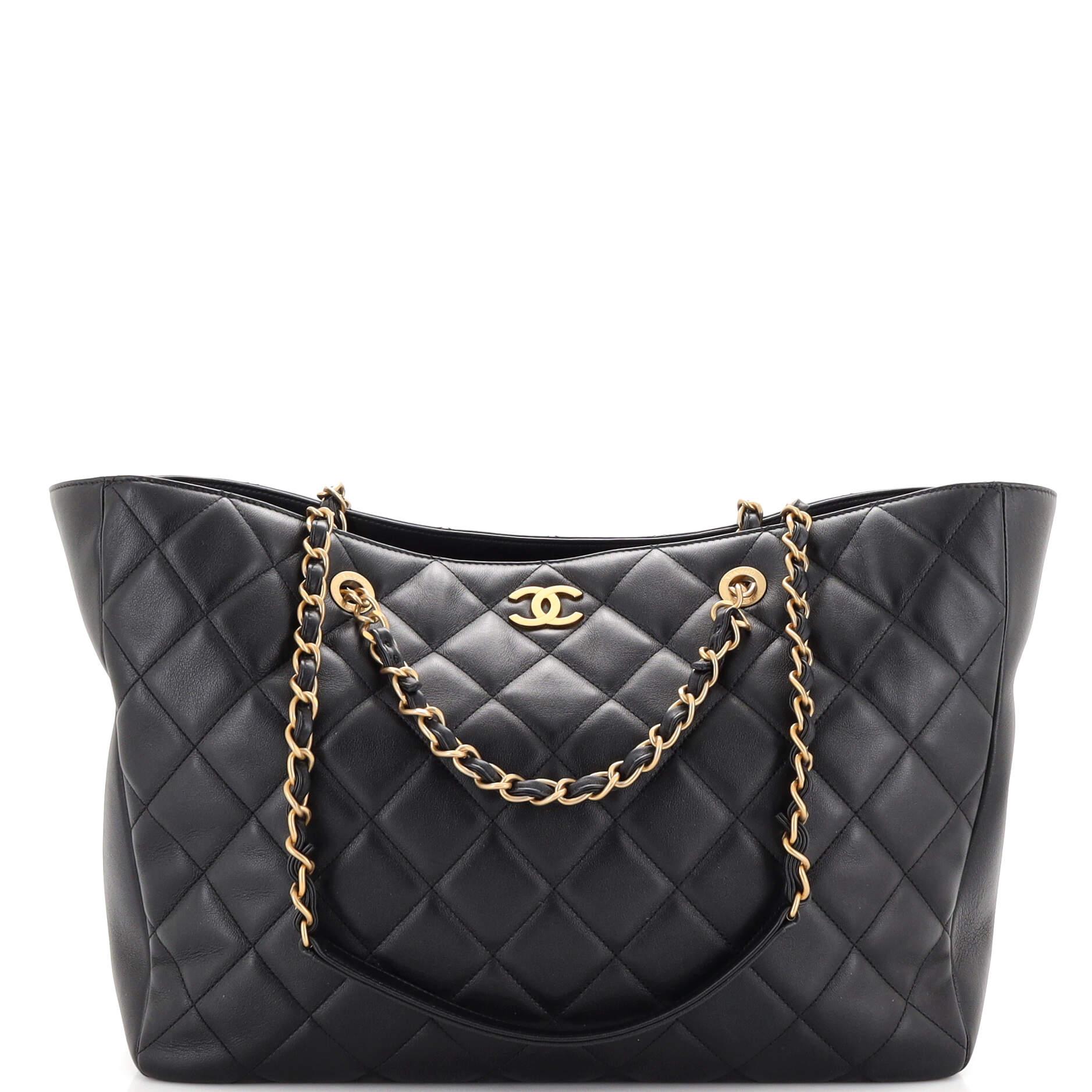 Chanel Open Shopping Tote Quilted Lambskin Large For Sale at 1stDibs
