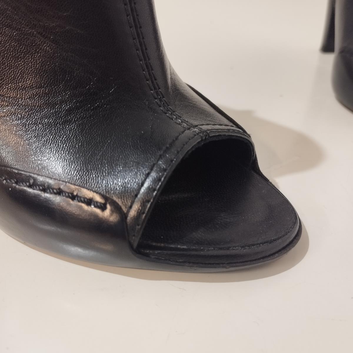 Black Chanel Open toe Ankle Boots IT 37 For Sale