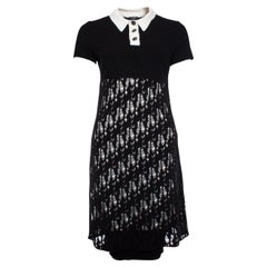 Chanel, open woven wool dress with white collar