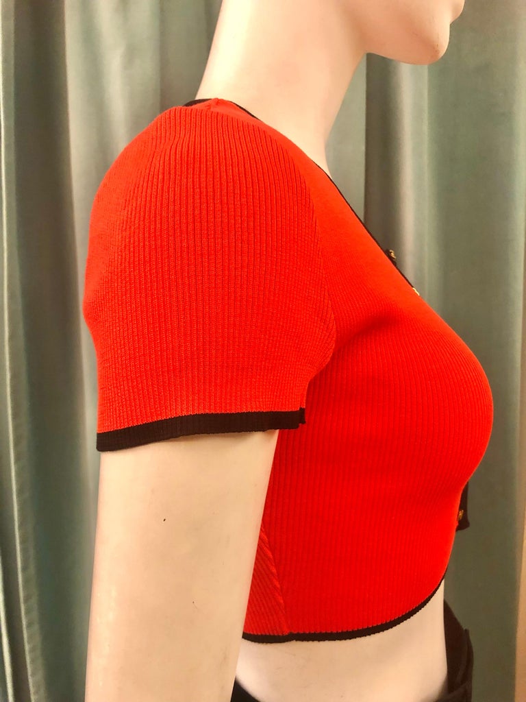Women's or Men's Chanel Orange 1995 Cropped Cardigan Top For Sale
