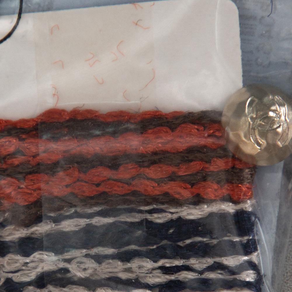 Brown Chanel Orange & Blue Boucle Knit A Line Skirt M