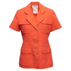 Chanel Orange Boutique Short Sleeve Blazer
