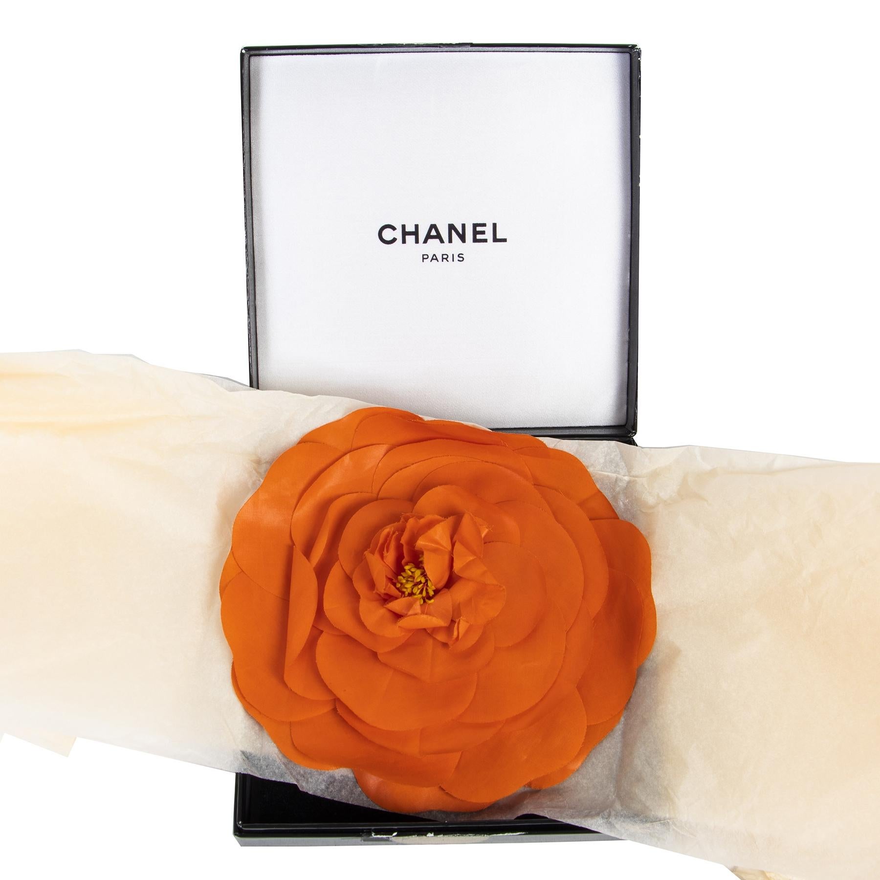 Good preloved condition

Chanel Orange Camellia Flower Brooch Pin

This stunning Chanel Camellia flower brooch will brighten up any outfit! This brooch with the iconic flower comes in a gorgeous orange and features a flowerstem at the pin with