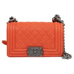 Chanel Orange Caviar Leather Boy Bag Mini Crossbody Bag