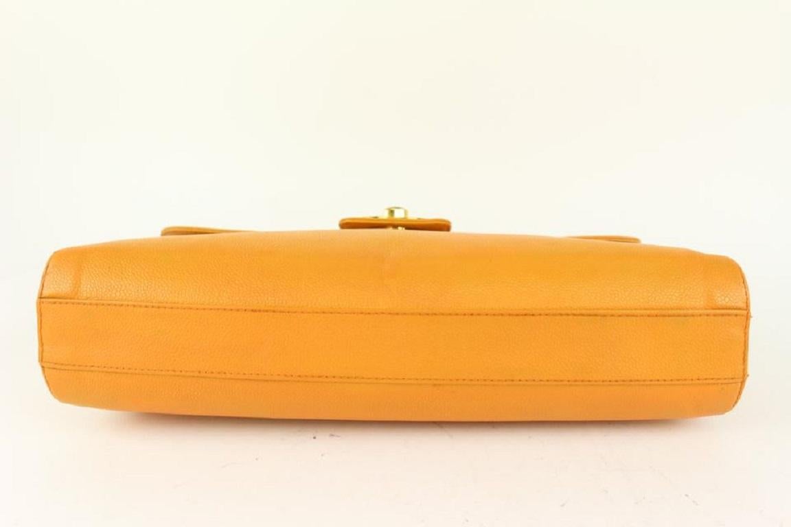 Chanel Orange Caviar Leather CC Logo Briefcase Top Handle Flap Attache 108c26 7